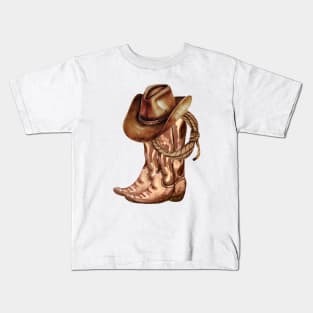 Rustic Rodeo  Western Country Cowboy Boots Kids T-Shirt